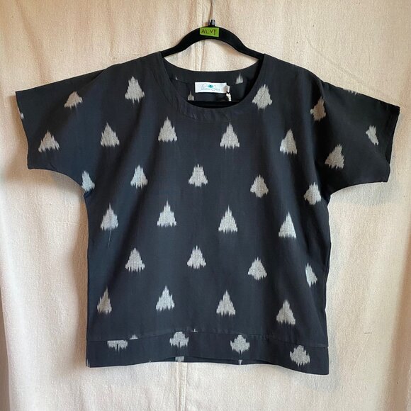 Fair Trade Genuine Ikat 100% Cotton Pullover Women's Shirt Small Passion Lilie - Picture 4 of 11